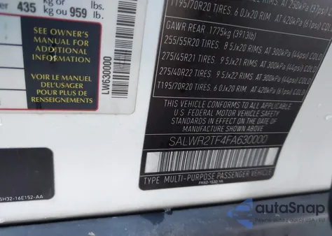 2015 Land Rover Range Rover Sport 5.0L V8 Supercharged z USA, uszkodzony, nr VIN SALWR2TF4FA630000